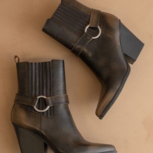 The Carson | Brown Distressed Leather Moto Bootie * FINAL SALE *