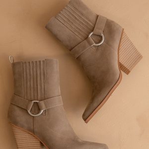 The Carson | Dark Taupe Distressed Leather Moto Bootie *FINAL SALE*