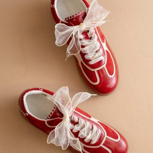 The Dalia | Cherry Red Lace Up Sneaker