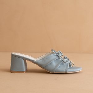 The Emerald | Blue Double Bow Peep Hole Sandal