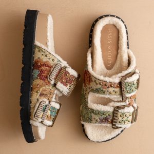 The Gaylen | Floral Tapestry Fleece Lined Slipper Slide