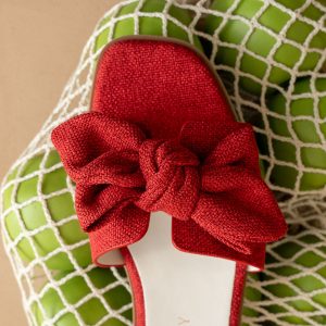 The Ginny | Cherry Textured Bow Slide