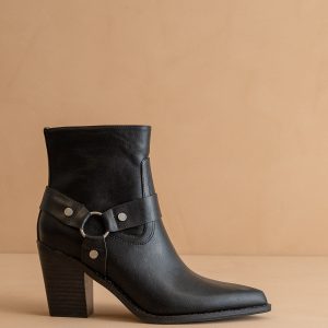 The Jackson | Black Pointed Toe Moto Bootie *final Sale*