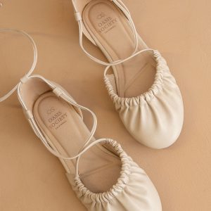 The Laney | Beige Lace Up Ballet Flat