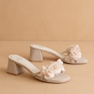 The Noor | Light Grey Romantic Petal Detail Heels *FINAL SALE*