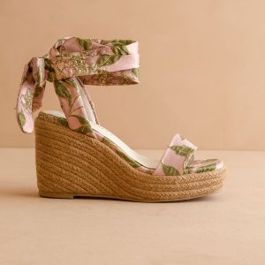 The Oceana | Rose Garden Floral Wrap Espadrille Wedge