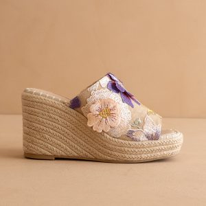 The Raina | Floral Espdarille Slip On Wedge