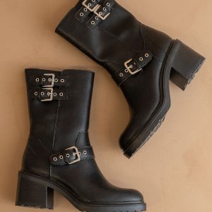 The Rider | Black Mid-Calf Moto Boot * FINAL SALE *
