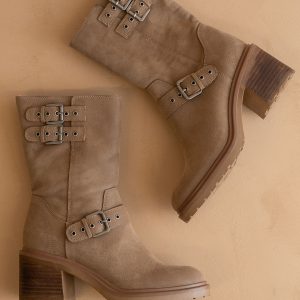 The Rider | Dark Taupe Mid-Calf Moto Boot * FINAL SALE *