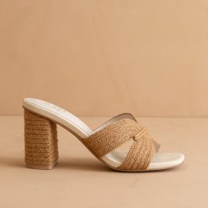 The Santiago | Toffee Raffia Block Heel