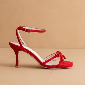 The Sylvie | Red Velvet Thin Bow Heel * FINAL SALE *